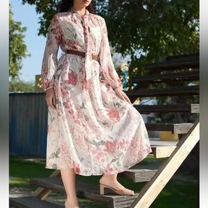 Zara Floral Long Sleeve Dress | size XS